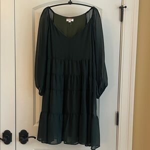 Chicwish Women's Dark Green Long Sleeve Dress